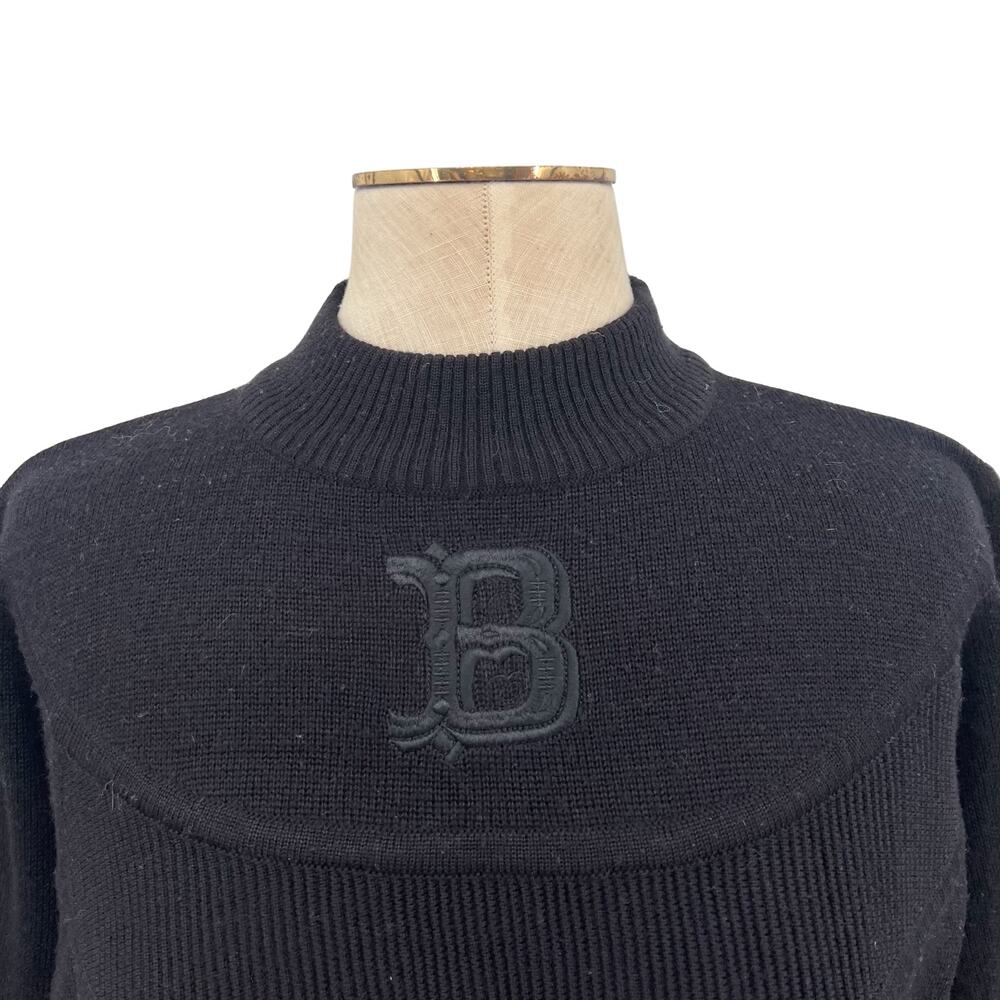 Bogner Vintage 90s‎ Ski Mock Neck Wool Blend Logo Sweater Black Size Small - Picture 3 of 13